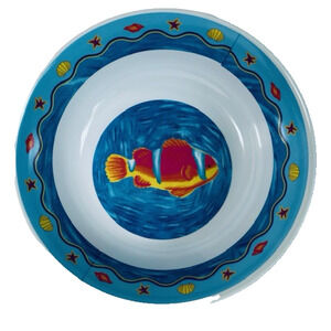 Ocean State Melamine Plastic Outdoor Clown Fish Bowl 11 1/2" Sea Beach Blue
